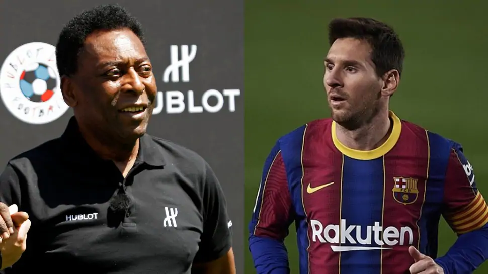 Pele congratulates Lionel Messi for equalling his goal-scoring record for single club