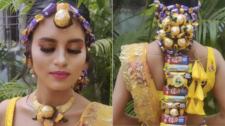 Wait, What? Bridal Hairdo Made With Chocolates And Candy Surprises Internet