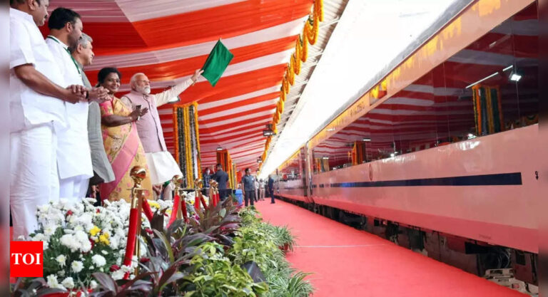 PM Modi flags off 2nd set of Vande Bharat trains in 3 south states | India News – Times of India