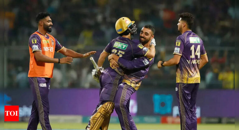KKR vs PBKS Highlights: Kolkata edge Punjab in a last-ball thriller to keep playoffs hopes alive | Cricket News – Times of India