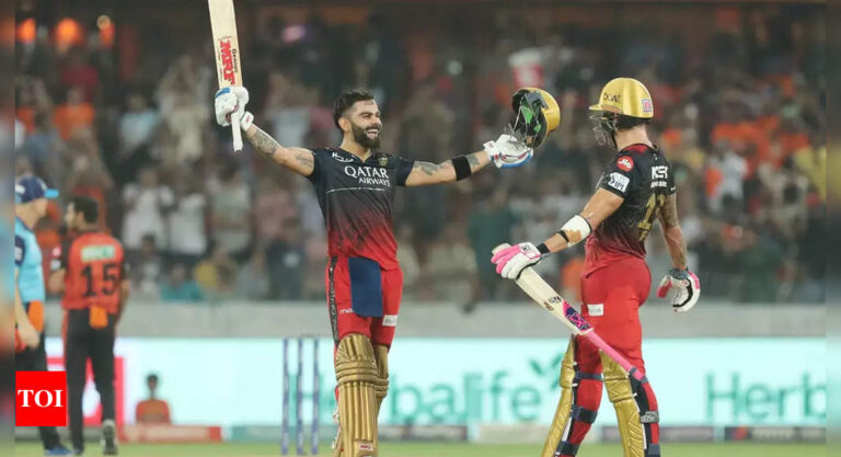 SRH vs RCB Highlights: Virat Kohli’s record-equalling ton boosts Royal Challengers Bangalore’s playoffs hopes | Cricket News – Times of India
