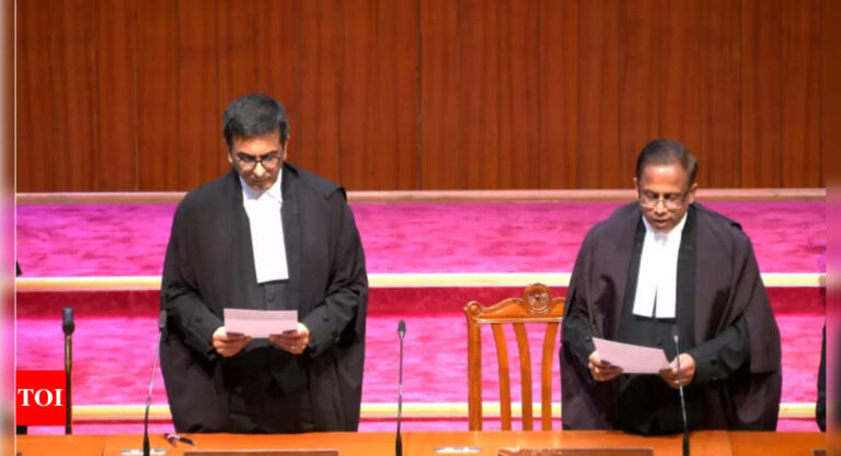 Supreme Court Judges: CJI administers oath of office to Justice Mishra, senior advocate Viswanathan | India News – Times of India