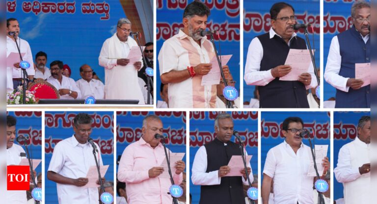 Karnataka:  Siddaramaiah-DK Shivakumar tussle limits Karnataka cabinet to eight mantris | India News – Times of India