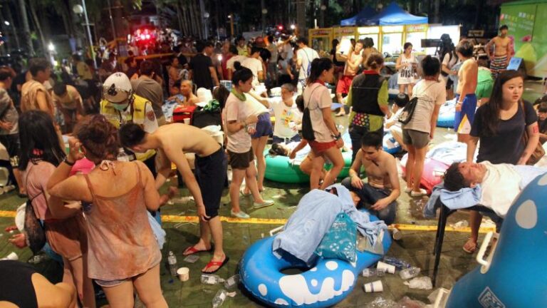 Horrific aftermath of fiery blast at Taiwan water park
