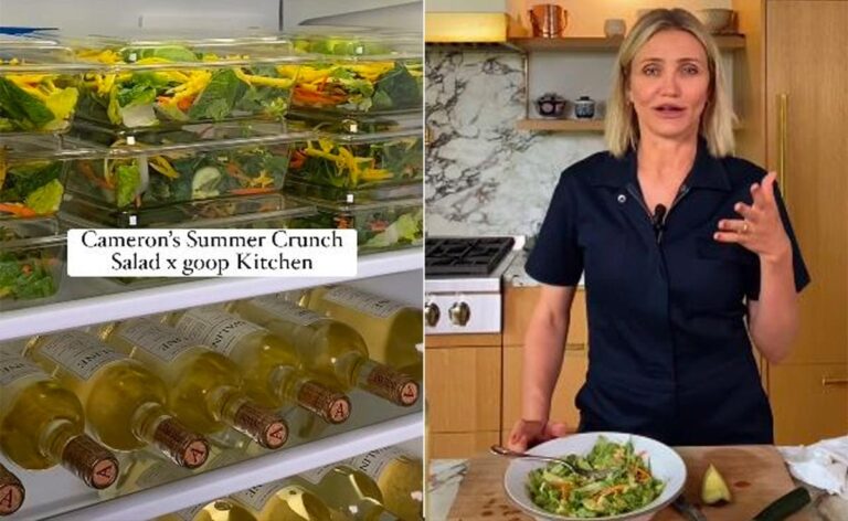Cameron Diaz Gets Trolled For Her Fridge With Only Salad And Wine In It