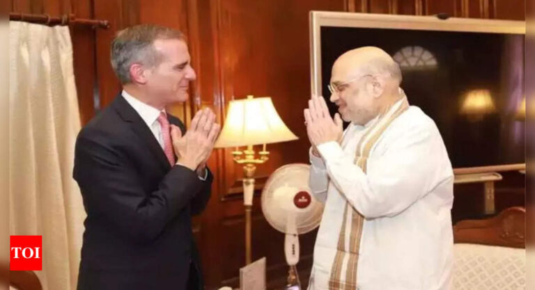 US envoy meets Union home minister Amit Shah, talks terror fight, drug-trafficking – Times of India