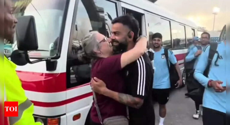 Watch: Windies keeper’s mother hugs Virat Kohli, gets emotional after meeting her favourite cricketer | Cricket News – Times of India