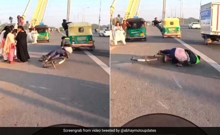 Video: Man’s Dangerous Stunt On Delhi’s Signature Bridge Knocks Down Cyclist