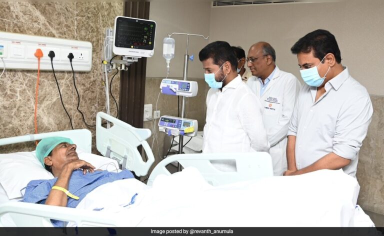 Telangana Chief Minister Revanth Reddy Visits KCR In Hospital, Assures All Help