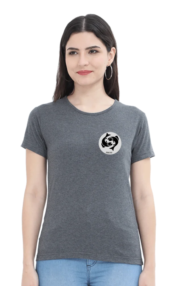 Round Neck Half Sleeve Women T-Shirt-Zodiac-Pisces