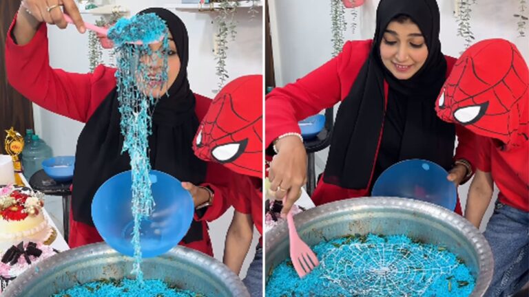 Viral Video Shows Blue-Coloured Spiderman Biryani With Edible Webs