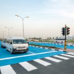 Qatar painted sections of its roads blue to fight extreme heat; the 2019 pilot tested a coating designed to reflect 50% of sunlight