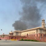 Thick smoke emanates from North Block; six fire tenders on site